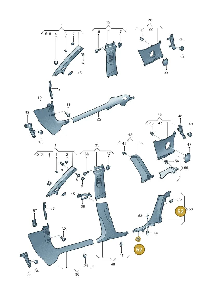8U0853147 — Audi A3 Sportback (2012-2016) diagram 745867650, position 52