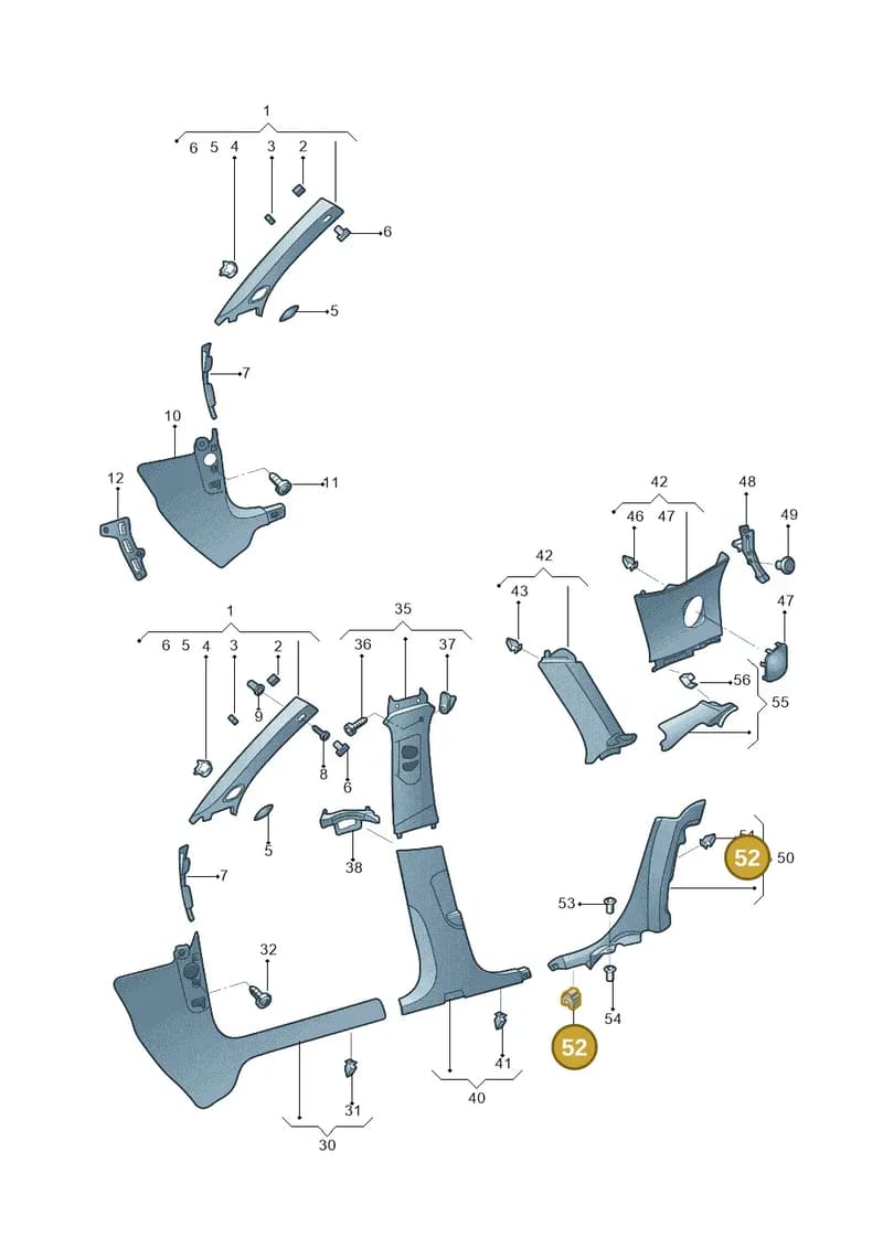 8U0853147 — Audi A3 Sportback 1.4 (2014-) diagram 785867065, position 52