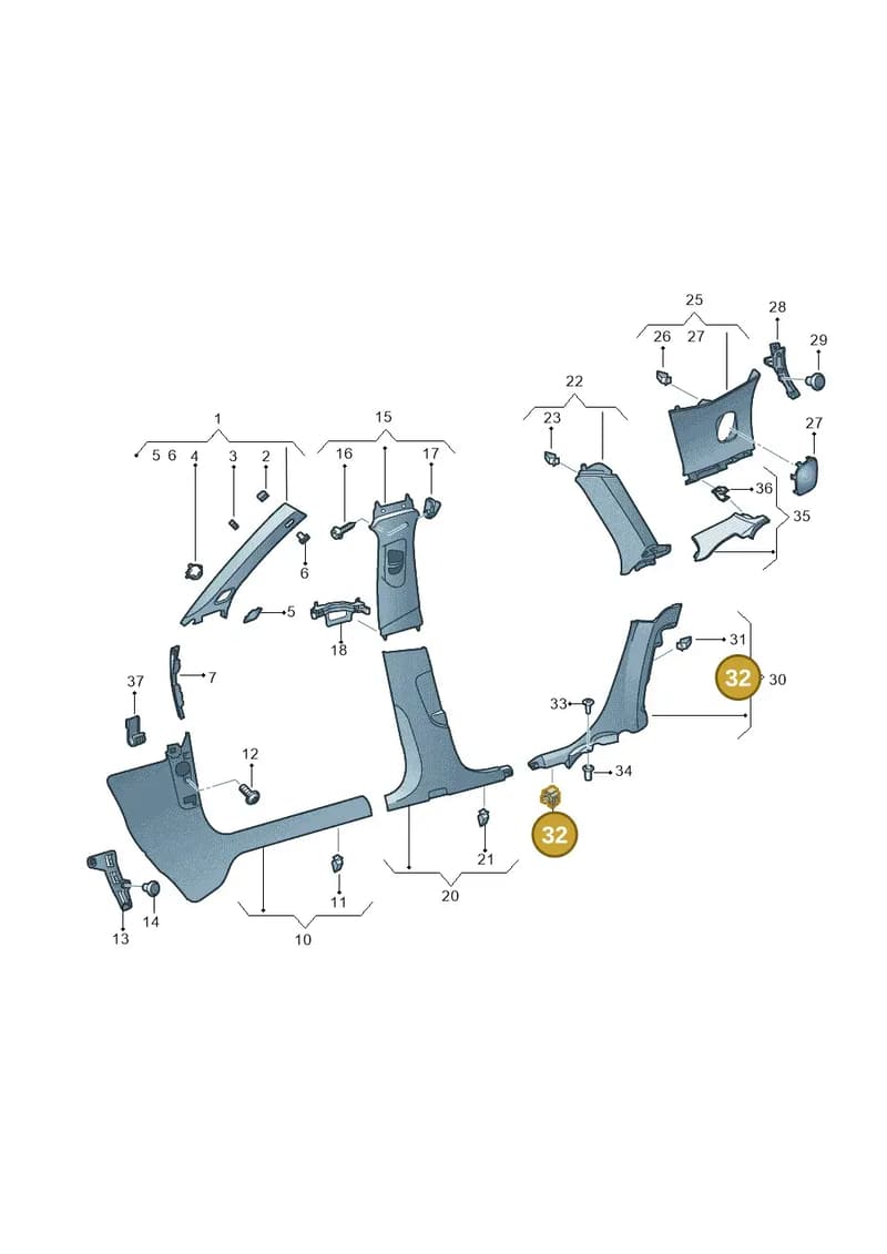8U0853147 — Audi RS3 Sportback (2015-2016) diagram 858867650, position 32