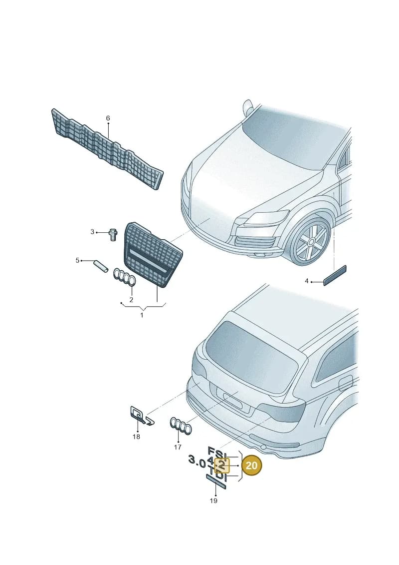 8U0853744A — Audi Q5 (2009-2018) diagram 687853030, position 20