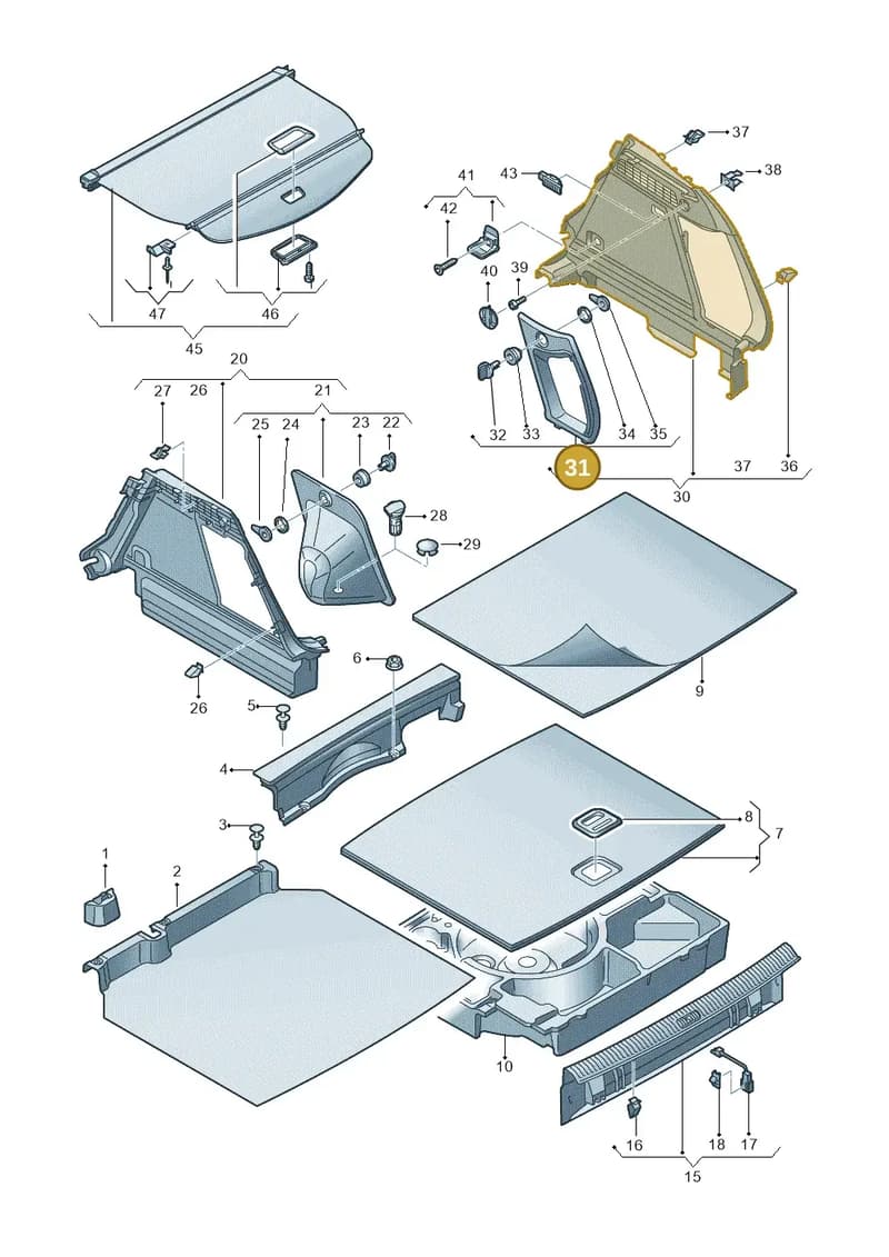8U0863990A87A — Audi Q3 (2014-2019) diagram 855863900, position 31
