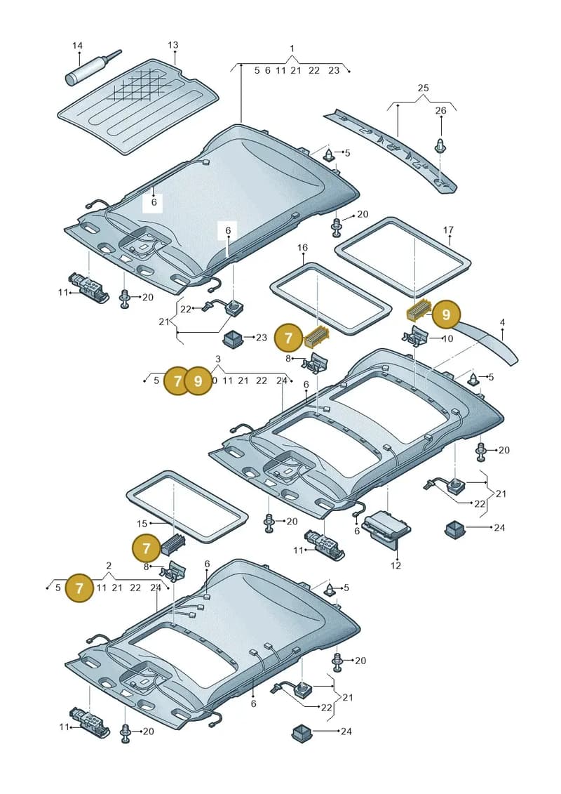 8U0867731 — Audi A8 (2013-2018) diagram 771867550, position 7+9