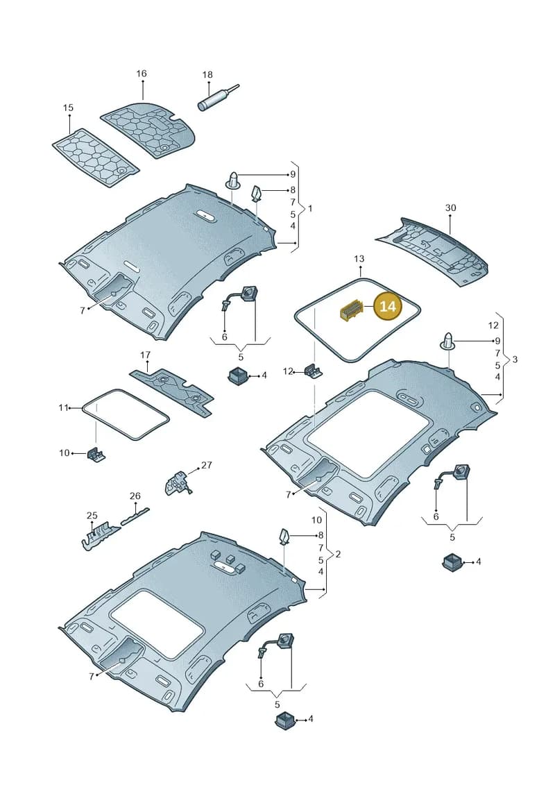 8U0867731 — Audi A6 (2014-2018) diagram 798867550, position 14