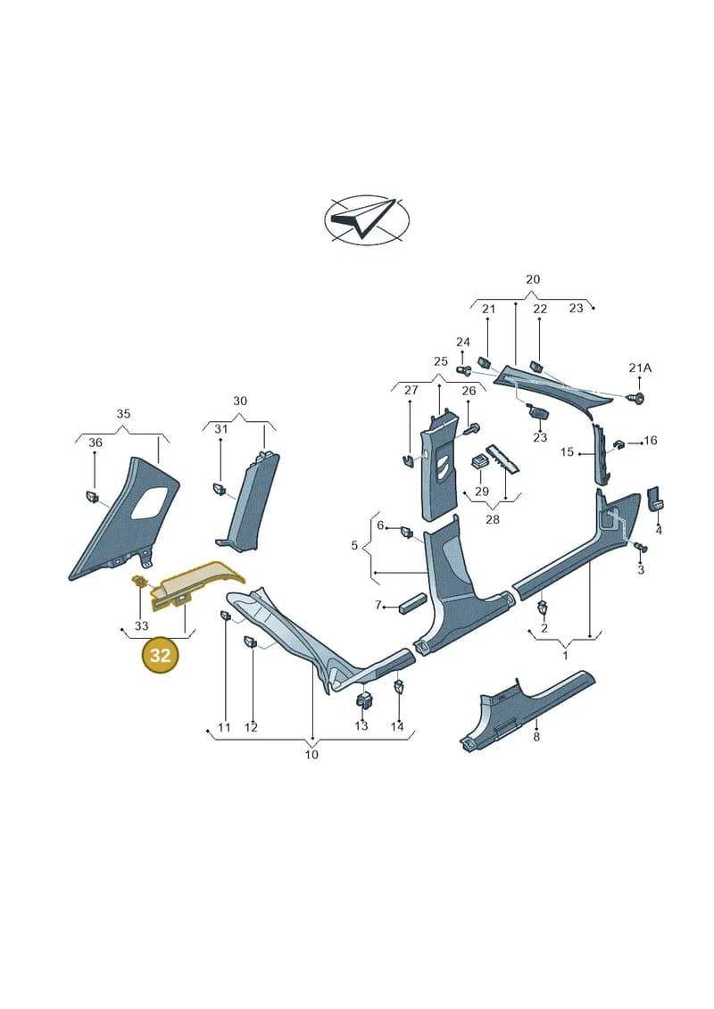 8U08686064PK — Audi RS Q3 (2013-2018) diagram 728867650, position 32