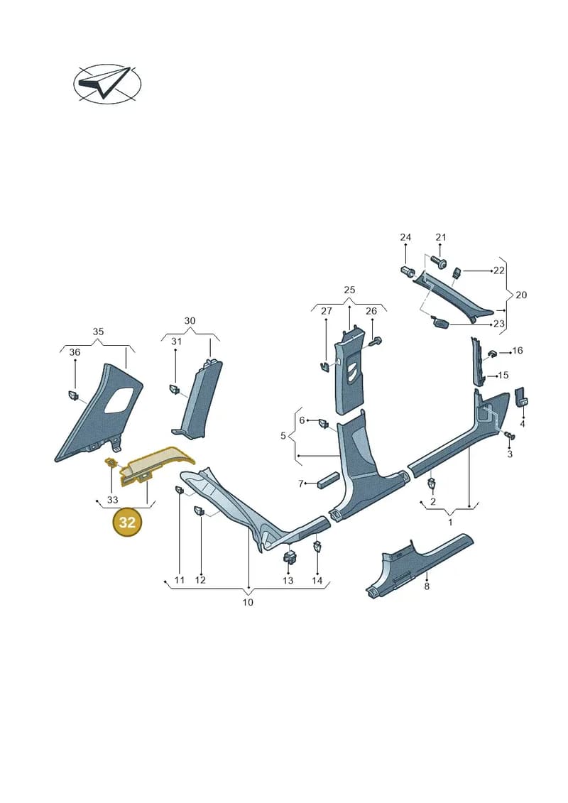 8U08686064PK — Audi Q3 (2014-2019) diagram 855867650, position 32