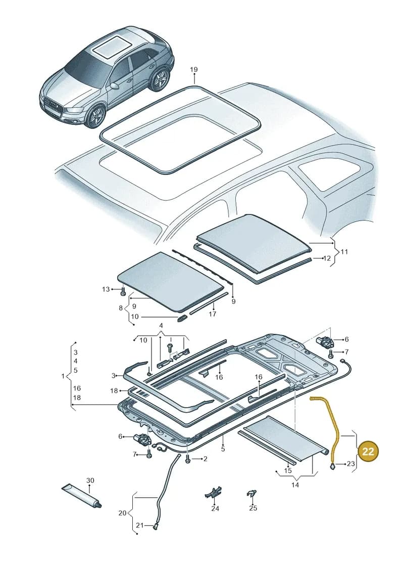 8U0877203 — Audi Q3 1.4 (2016-) diagram 728877000, position 22