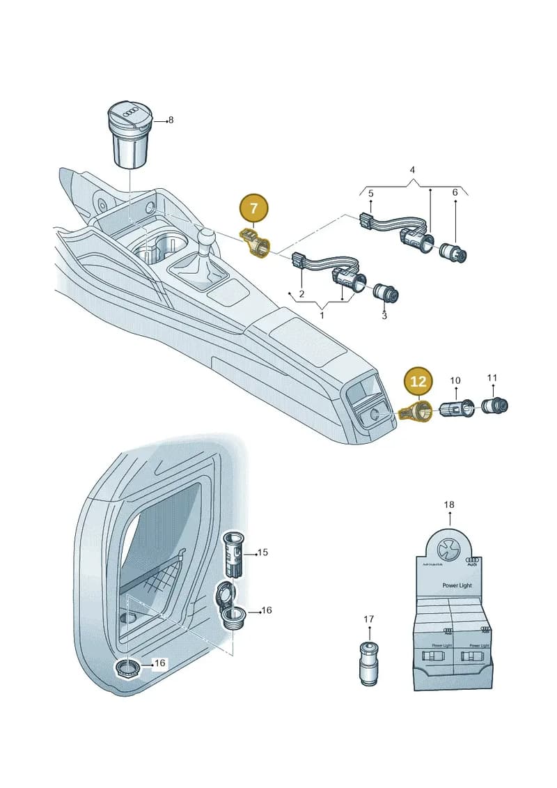 8U0919340B — Audi RS3 Sportback (2015-2016) diagram 745919950, position 7+12