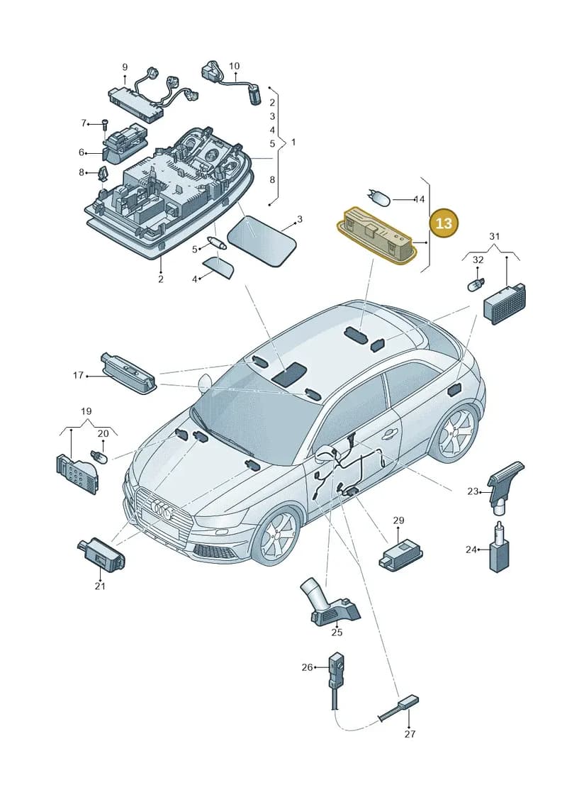8U0947111BJ3 — Audi A1 Sportback (2014-2018) diagram 792947000, position 13