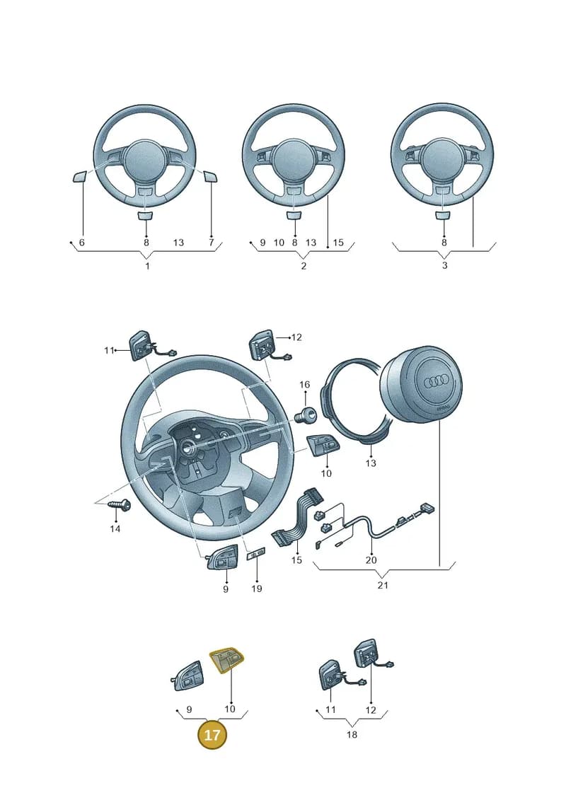 8U0951523GXHA — Audi A1 Sportback (2010-2015) diagram 708419000, position 17