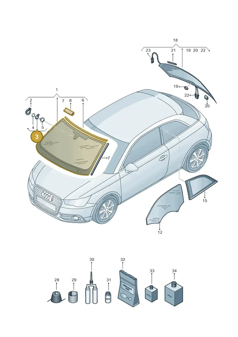 8U0955559D — Audi A1 Sportback (2014-2018) diagram 792845000, position 3