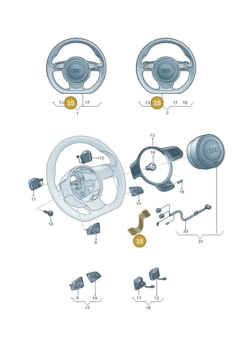 8U0971589A — Audi RS3 Sportback (2015-2016) diagram 724419100, position 15