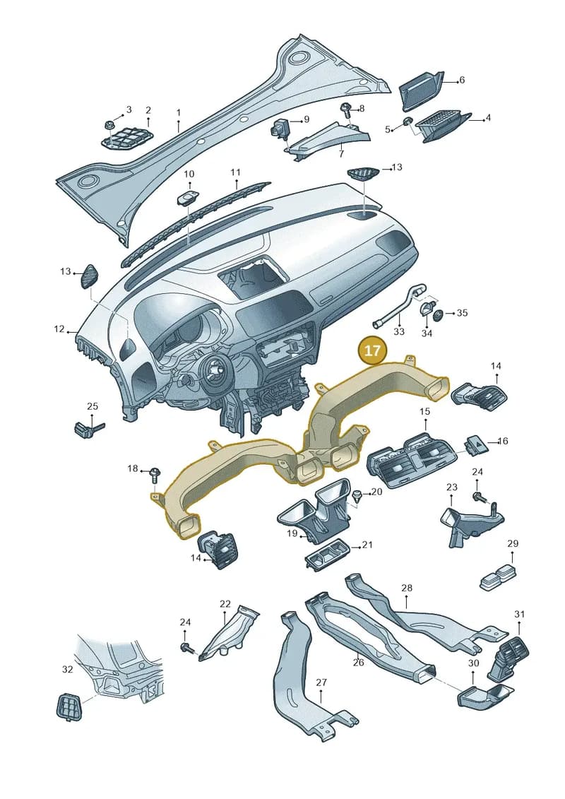 8U1819409A — Audi Q3 1.4 (2016-) diagram 728819300, position 17