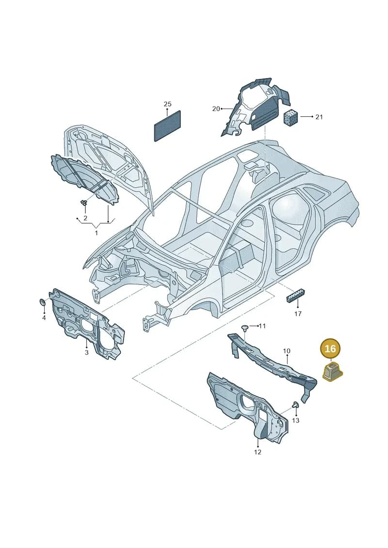 8U1863807 — Audi RS Q3 (2013-2018) diagram 764863200, position 16