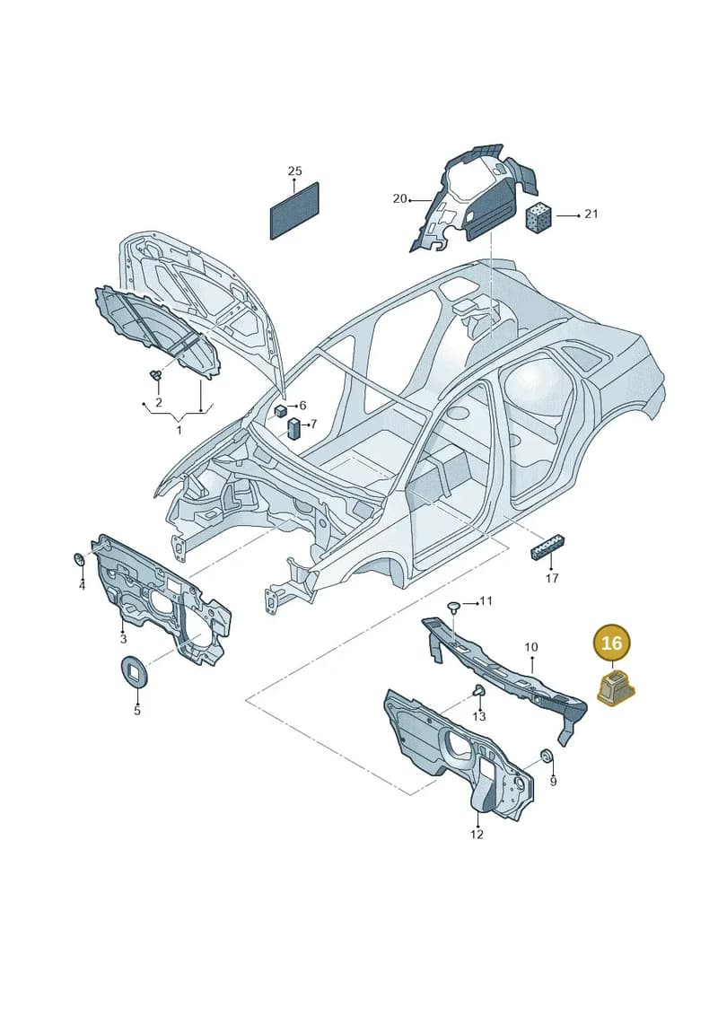 8U1863807 — Audi Q3 1.4 (2016-) diagram 728863200, position 16