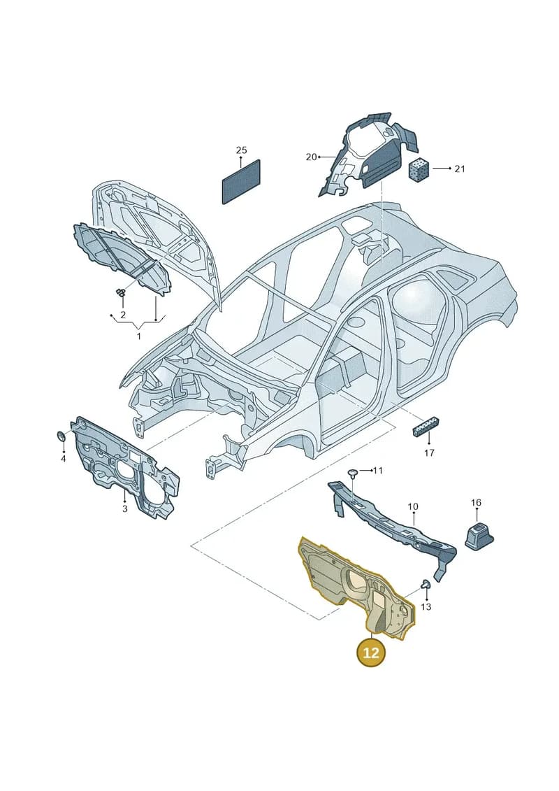8U1863947E — Audi RS Q3 (2013-2018) diagram 764863200, position 12