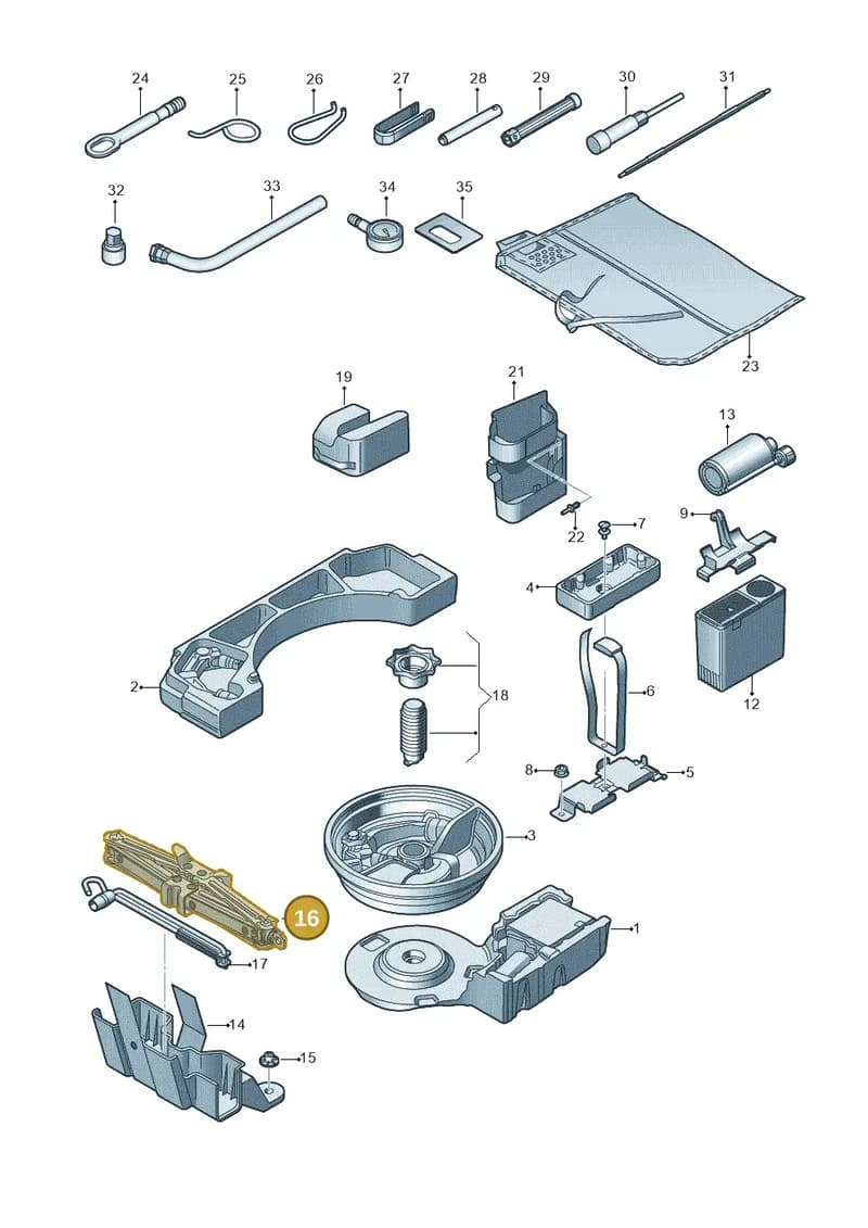 8V0011031B — Audi A3 Sportback (2016-2020) diagram 745011100, position 16