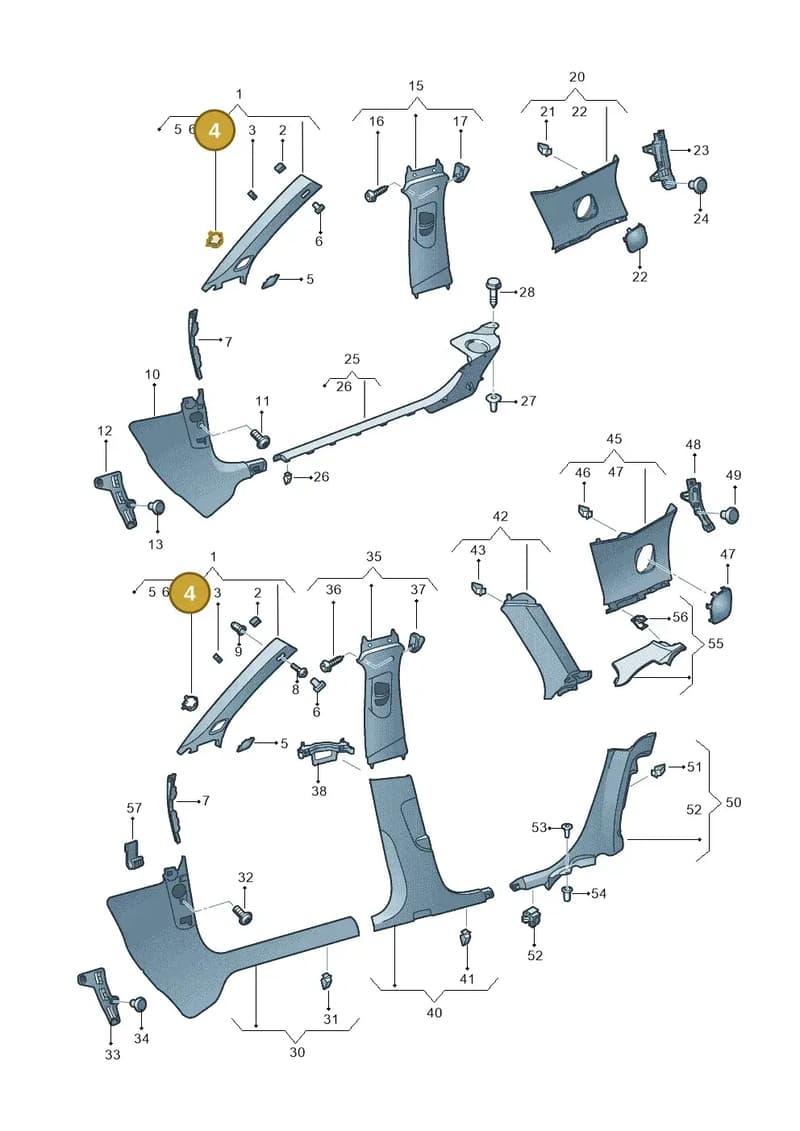 8V0035561A — Audi A3 Sportback (2016-2020) diagram 890867650, position 4