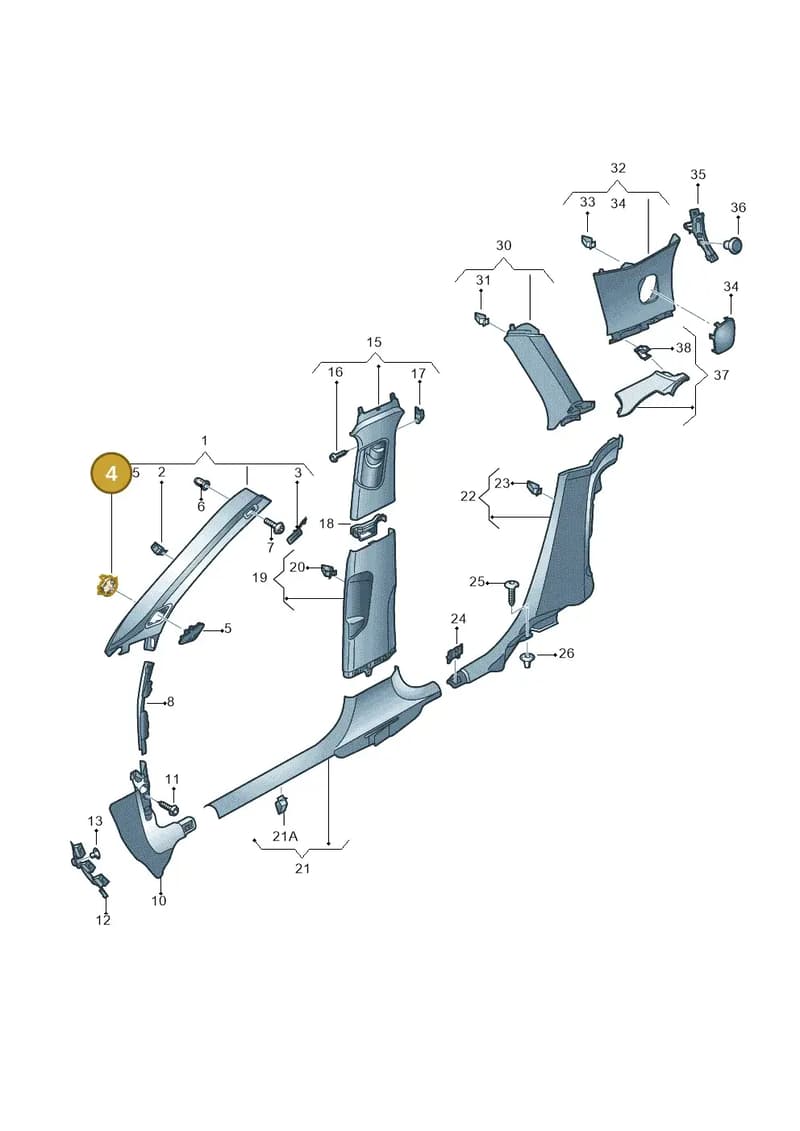 8V0035562A — Audi A3 Sportback (2016-2020) diagram 890867750, position 4