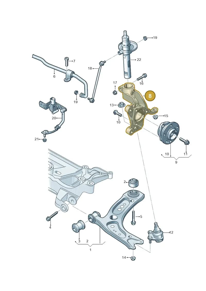8V0407253A — Audi RS3 Sportback (2015-2016) diagram 745407000, position 8