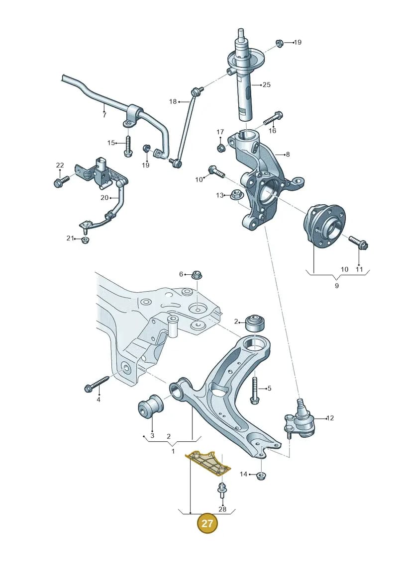 8V0407812A — Audi A3 Sportback (2019-2025) diagram 793407000, position 27