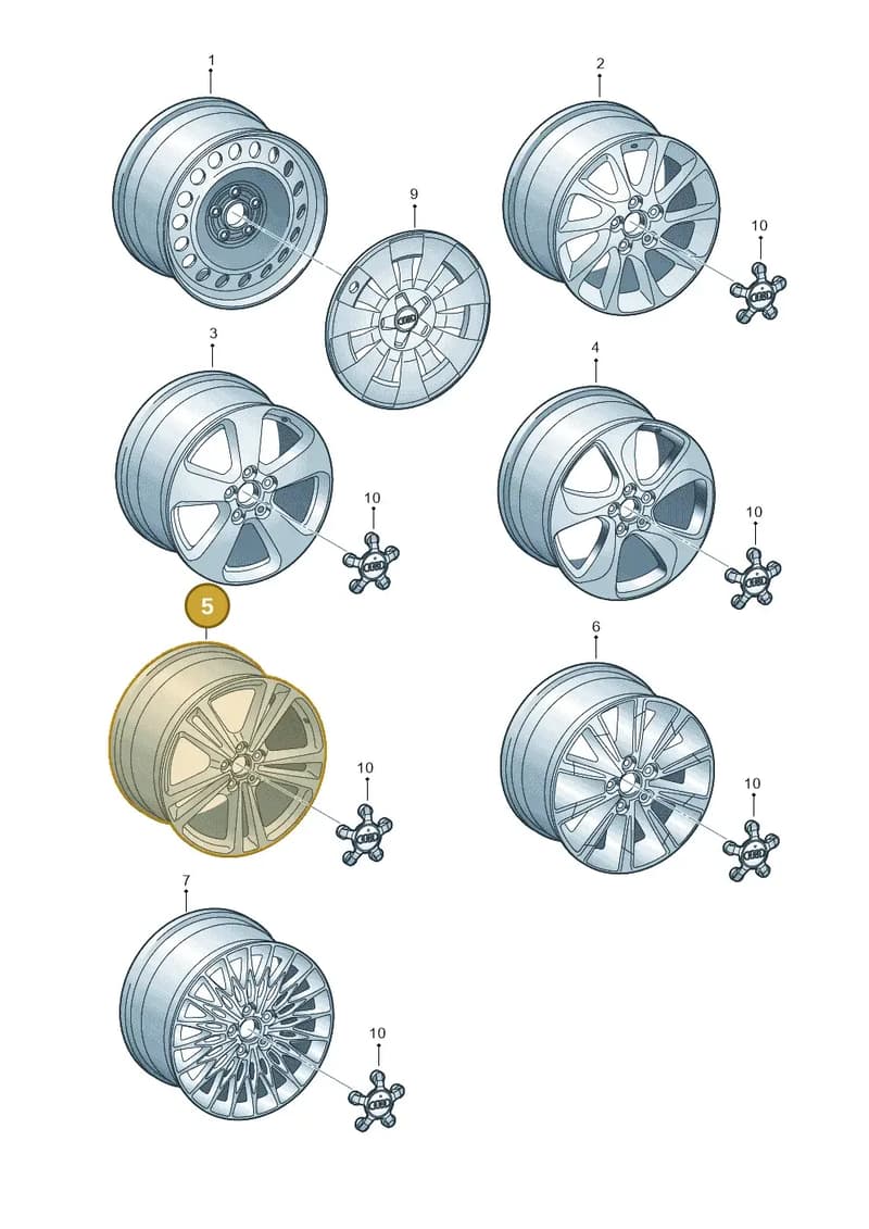 8V0601025AJ — Audi A3 Sportback (2012-2016) diagram 745601300, position 5