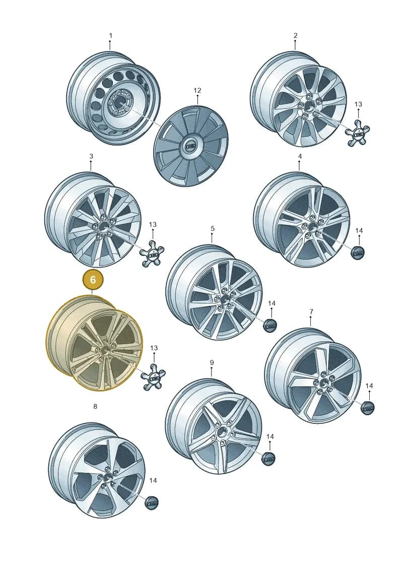 8V0601025AJ — Audi A3 Sportback (2016-2020) diagram 890601300, position 6