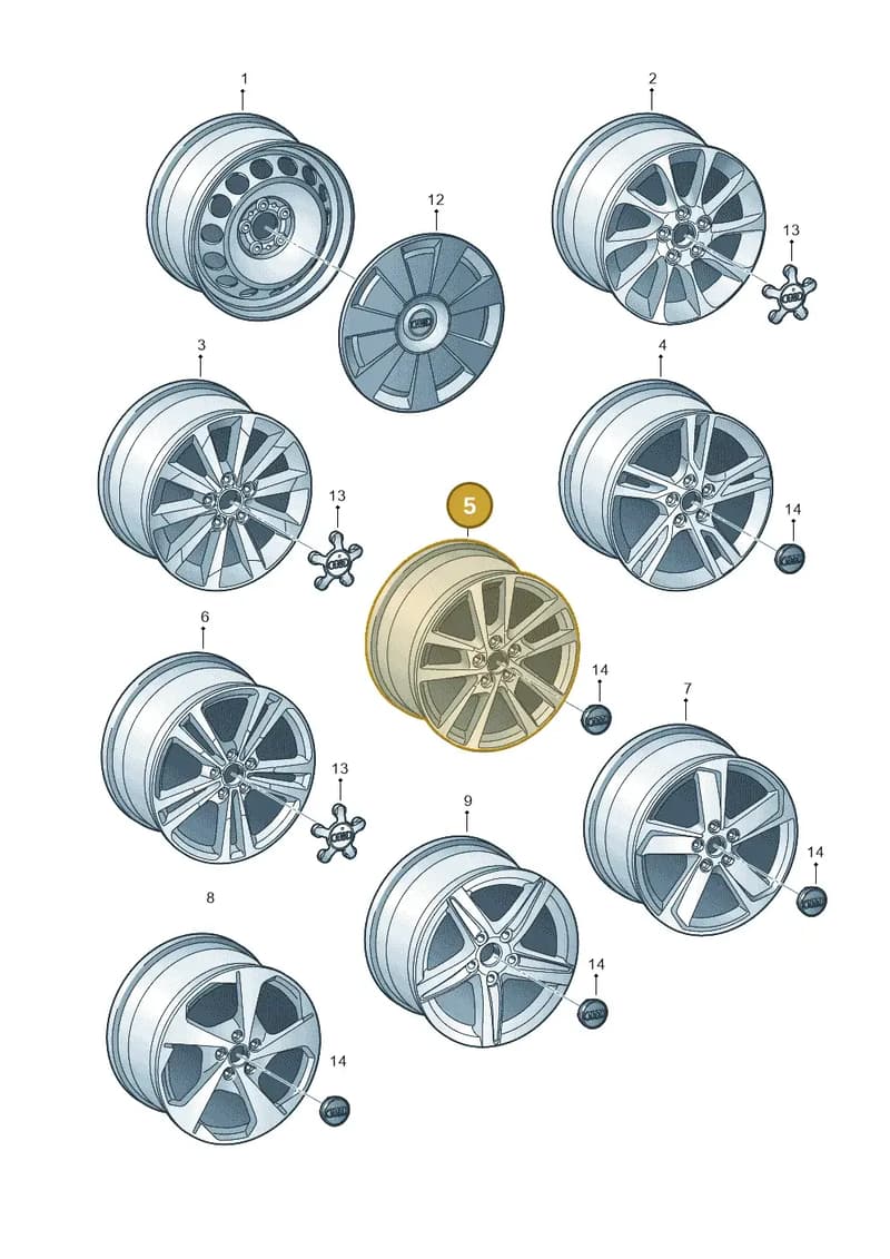 8V0601025DH — Audi A3 Sportback (2016-2020) diagram 890601300, position 5