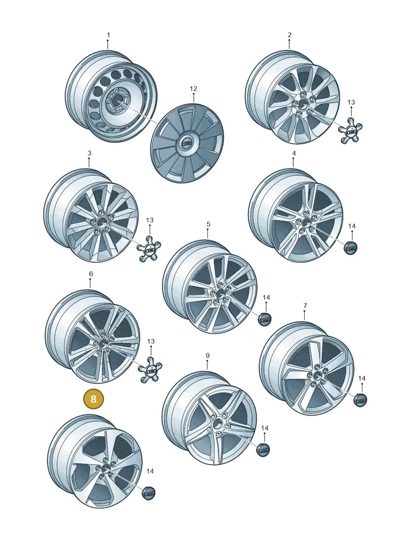 8V0601025DJ — Audi A3 Sportback (2016-2020) diagram 890601300, position 8