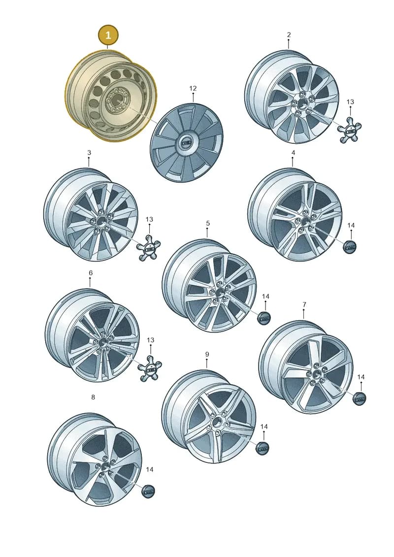8V0601027A03C — Audi A3 Sportback (2016-2020) diagram 890601300, position 1