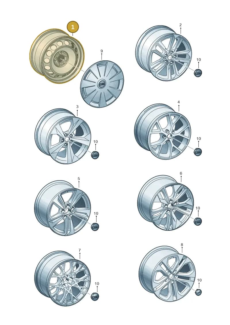 8V0601027A03C — Audi A3 Sportback (2019-2021) diagram 596601300, position 1