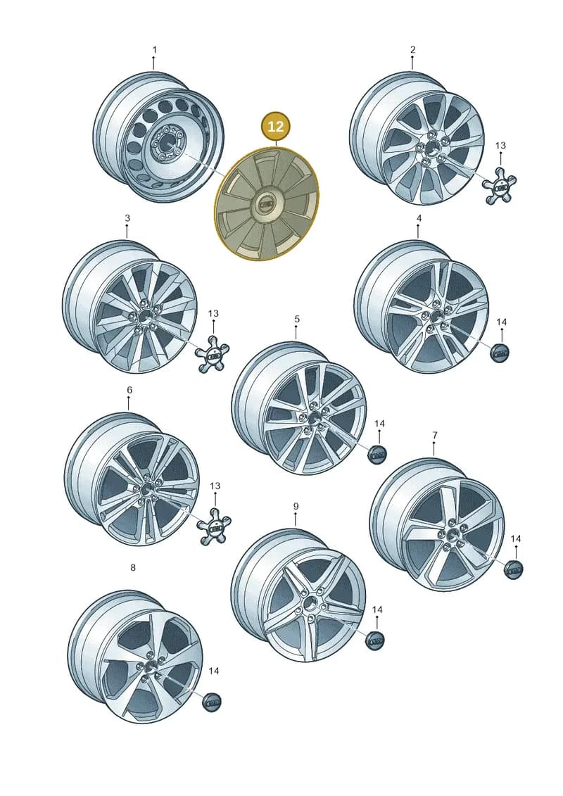8V0601147D — Audi A3 Sportback (2016-2020) diagram 890601300, position 12