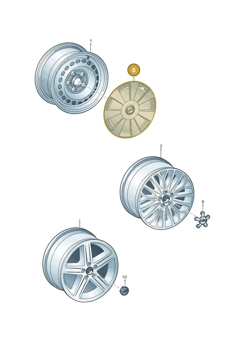 8V0601147D — Audi A3 Cabriolet (2016-2020) diagram 891601600, position 8