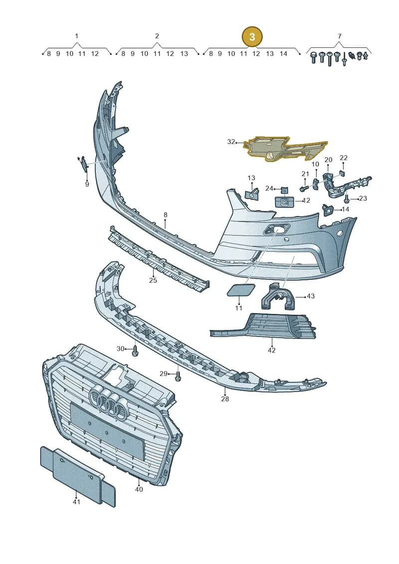 8V0807065AAGRU — Audi A3 Sportback (2016-2020) diagram 890807100, position 3
