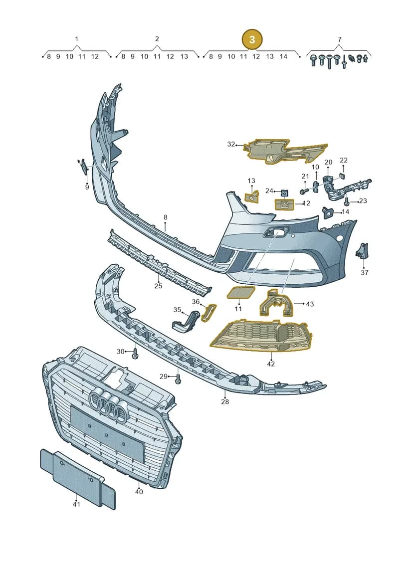 8V0807065AGGRU — Audi A3 Sportback (2016-2020) diagram 890807200, position 3
