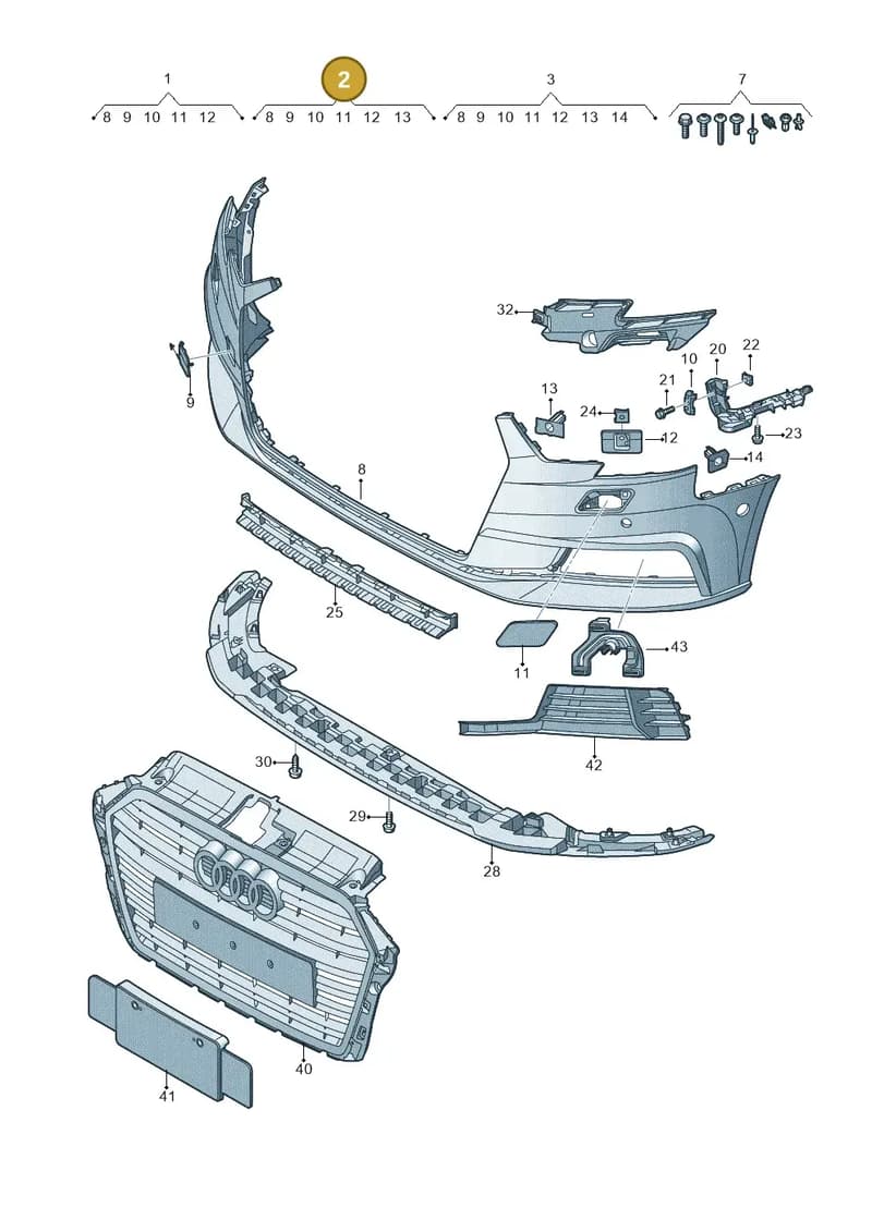 8V0807065SGRU — Audi A3 Sportback (2016-2020) diagram 890807100, position 2