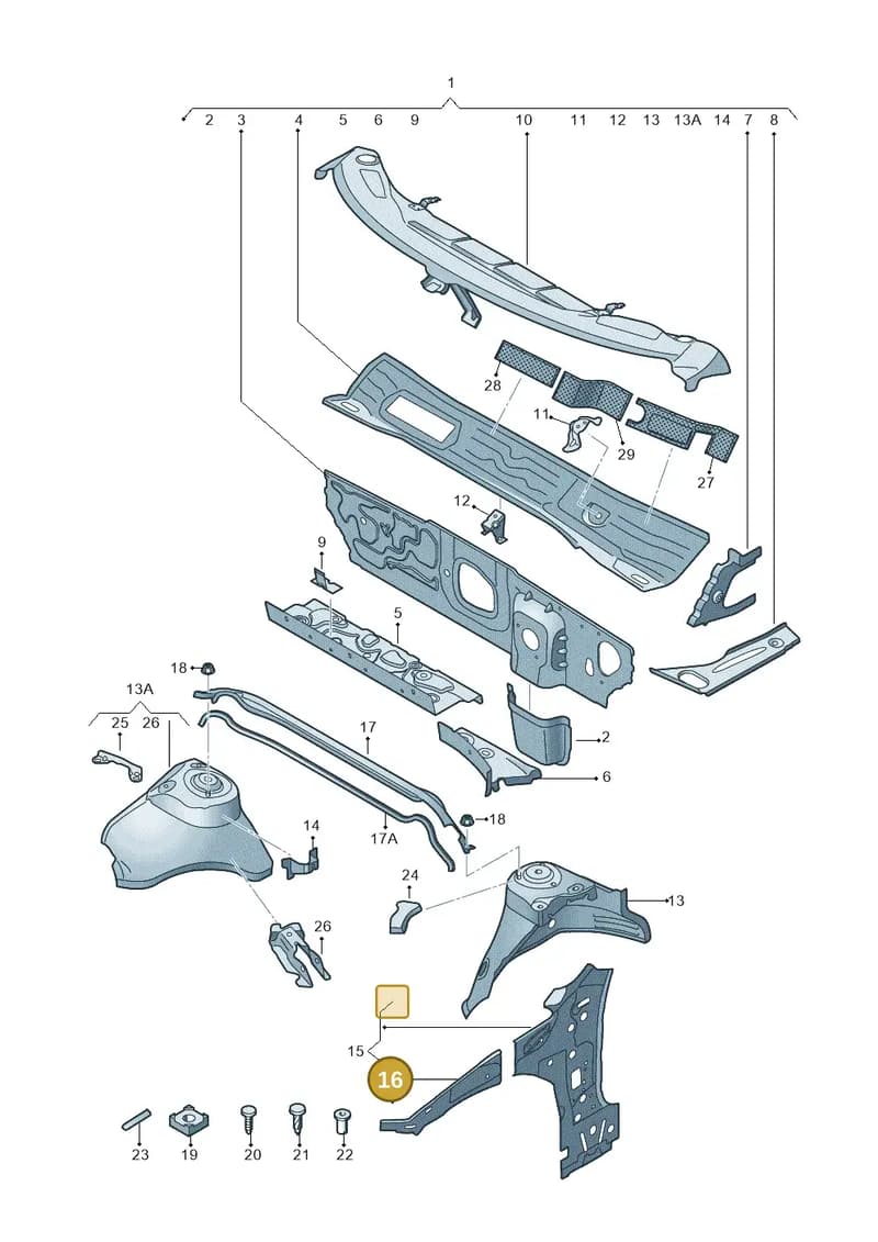 8V0809148TA — Audi RS3 Limousine (2017-2020) diagram 745805500, position 16