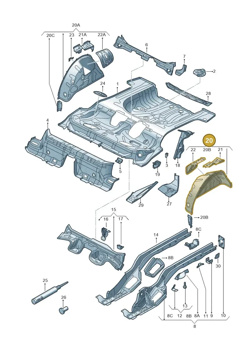 8V0809851TA — Audi A3 Sportback (2016-2020) diagram 745803100, position 20