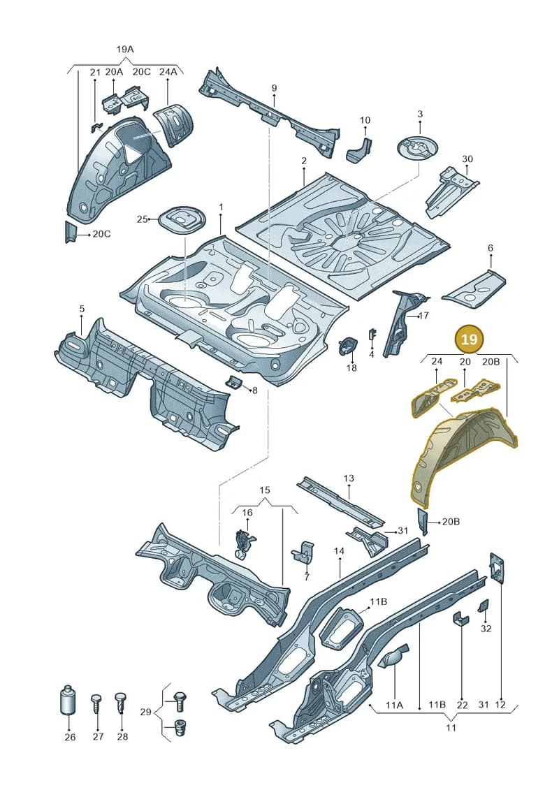 8V0809851TA — Audi A3 Sportback (2016-2020) diagram 745803150, position 19