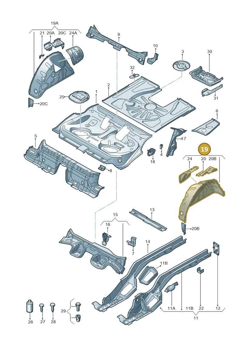 8V0809851TA — Audi RS3 Limousine (2017-2020) diagram 858803100, position 19
