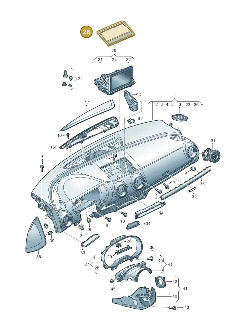 8V0857186E6PS — Audi RS3 Limousine (2017-2020) diagram 890857100, position 26