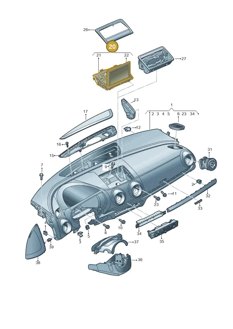 8V0857273P6PS — Audi A3 Limousine 2.0 (2015-2016) diagram 745857100, position 20