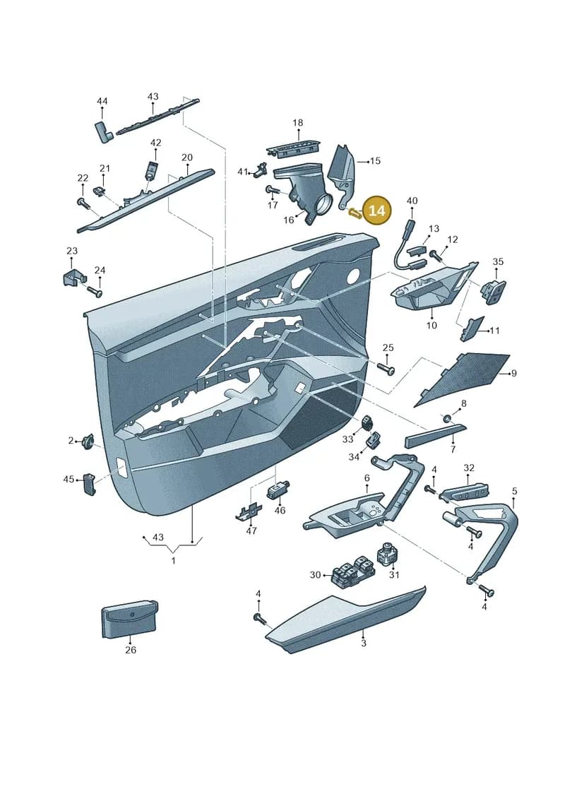 8V0860385 — Audi A3 Sportback (2019-2025) diagram 596867000, position 14