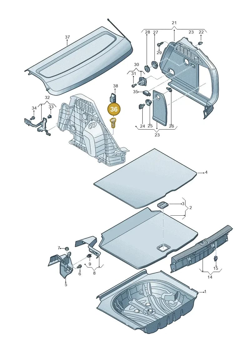 8V0863210 — Audi A3 Sportback (2016-2020) diagram 890863800, position 36