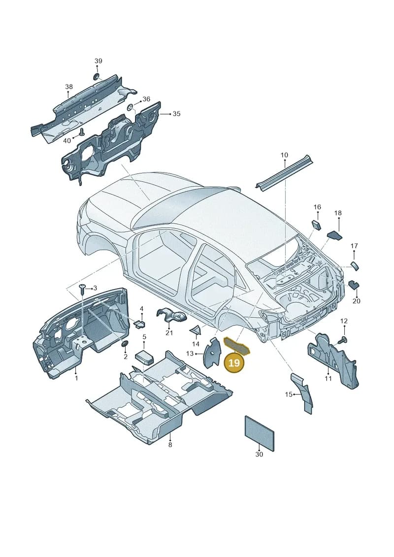8V0863805A — Audi A3 Sportback (2019-2025) diagram 596863200, position 19