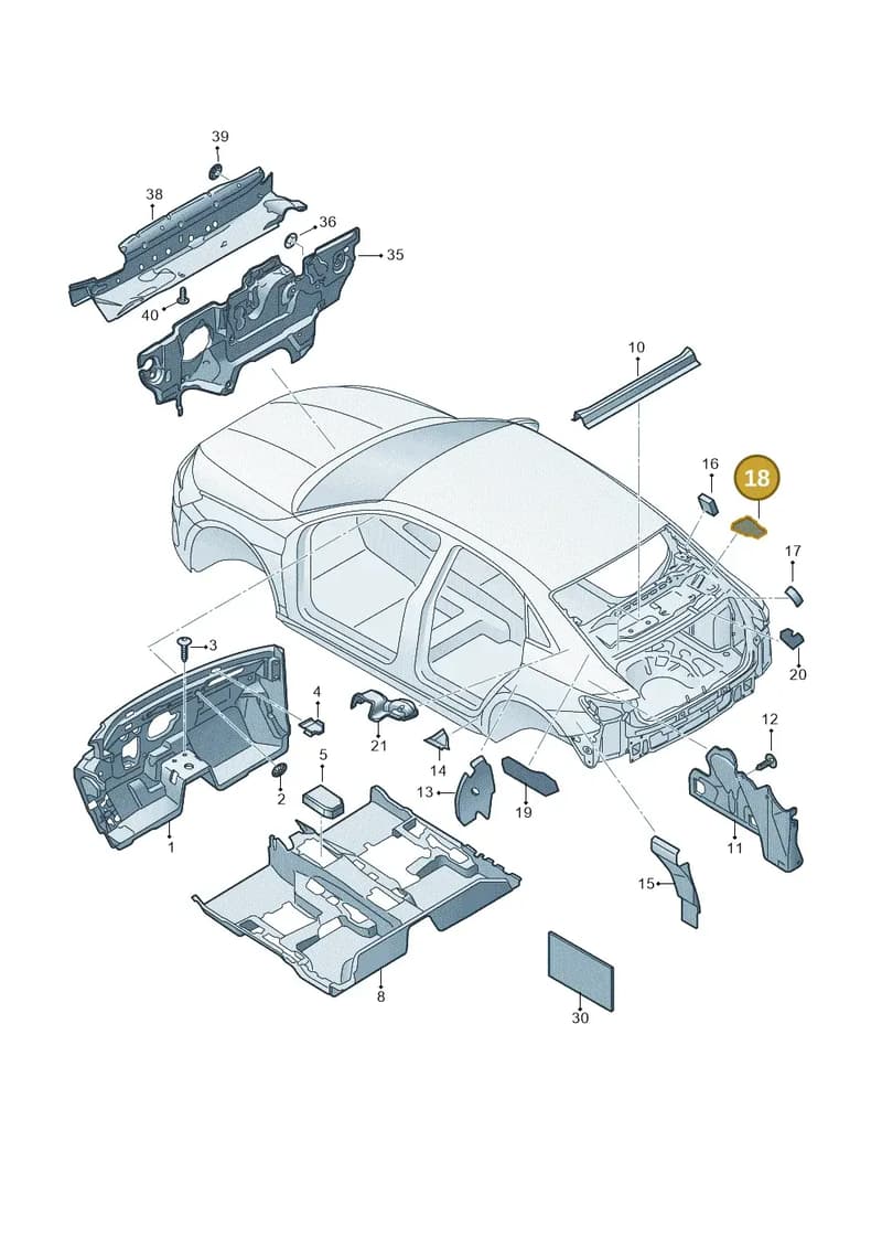 8V0863873 — Audi A3 Sportback (2019-2025) diagram 596863200, position 18