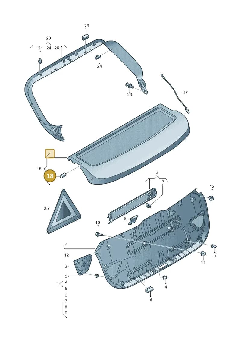 8V0867649 — Audi A3 Sportback (2016-2020) diagram 890867950, position 18