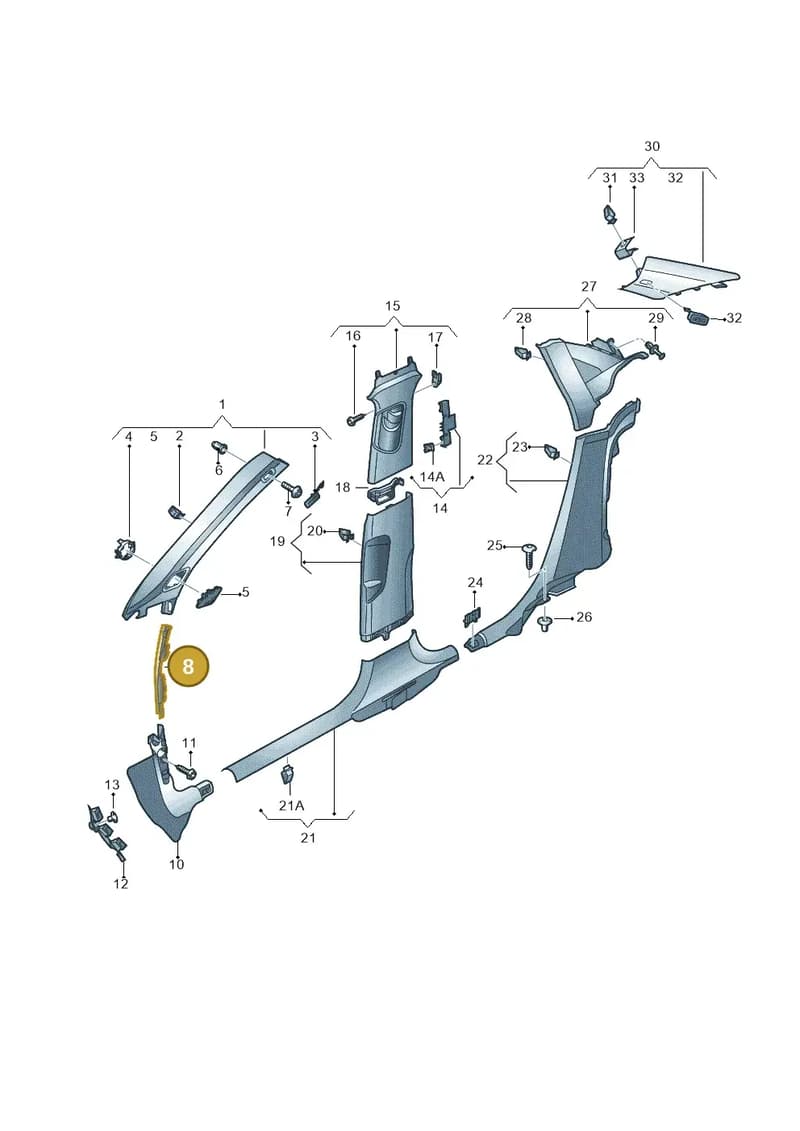8V08682034PK — Audi RS3 Limousine (2017-2020) diagram 890867700, position 8