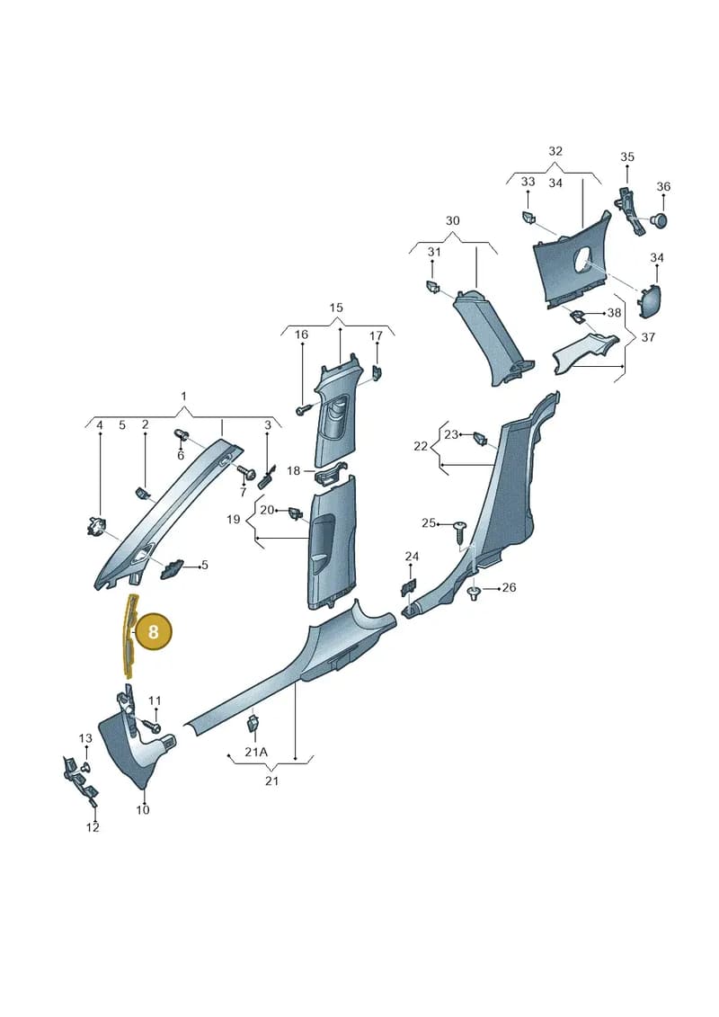 8V08682034PK — Audi A3 Sportback (2016-2020) diagram 890867750, position 8