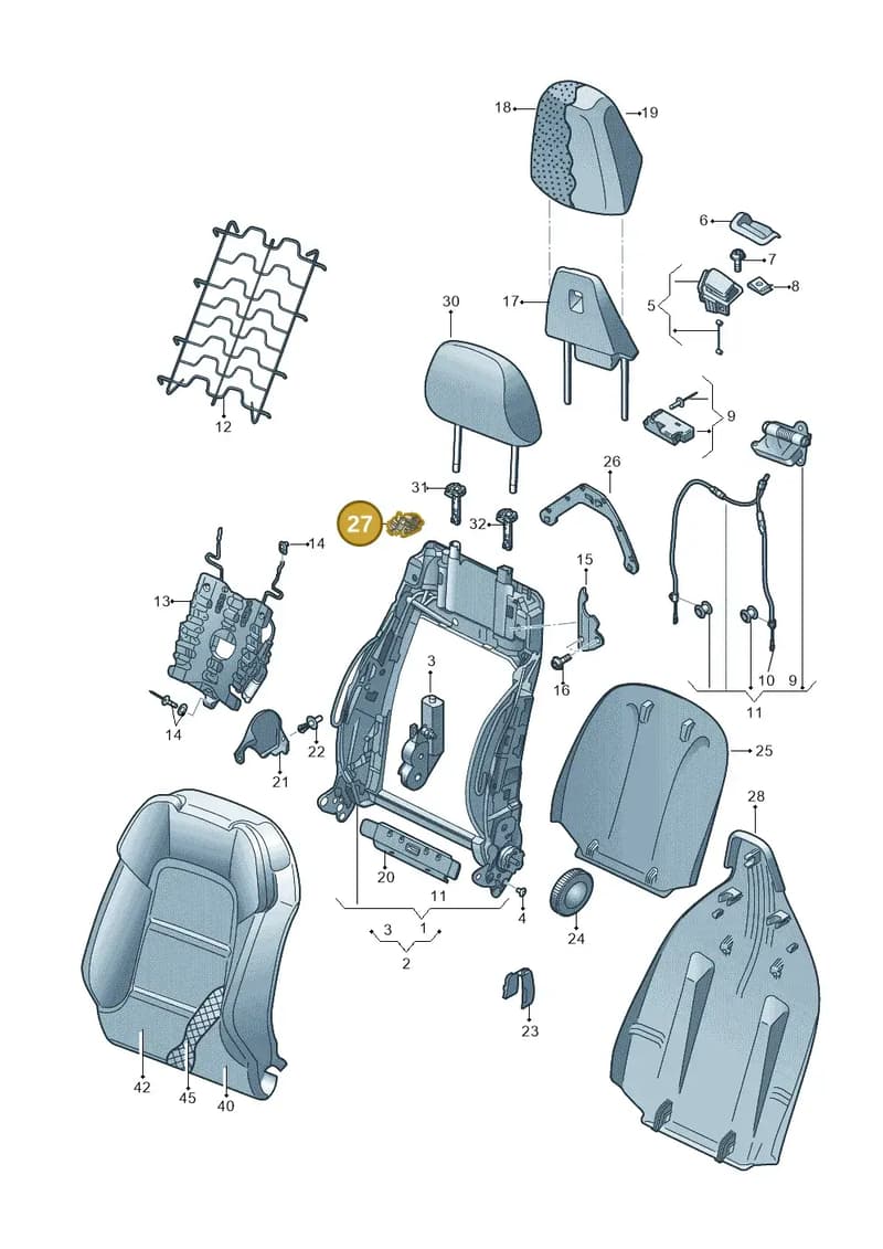 8V0881627 — Audi A3 Sportback (2016-2020) diagram 745881500, position 27