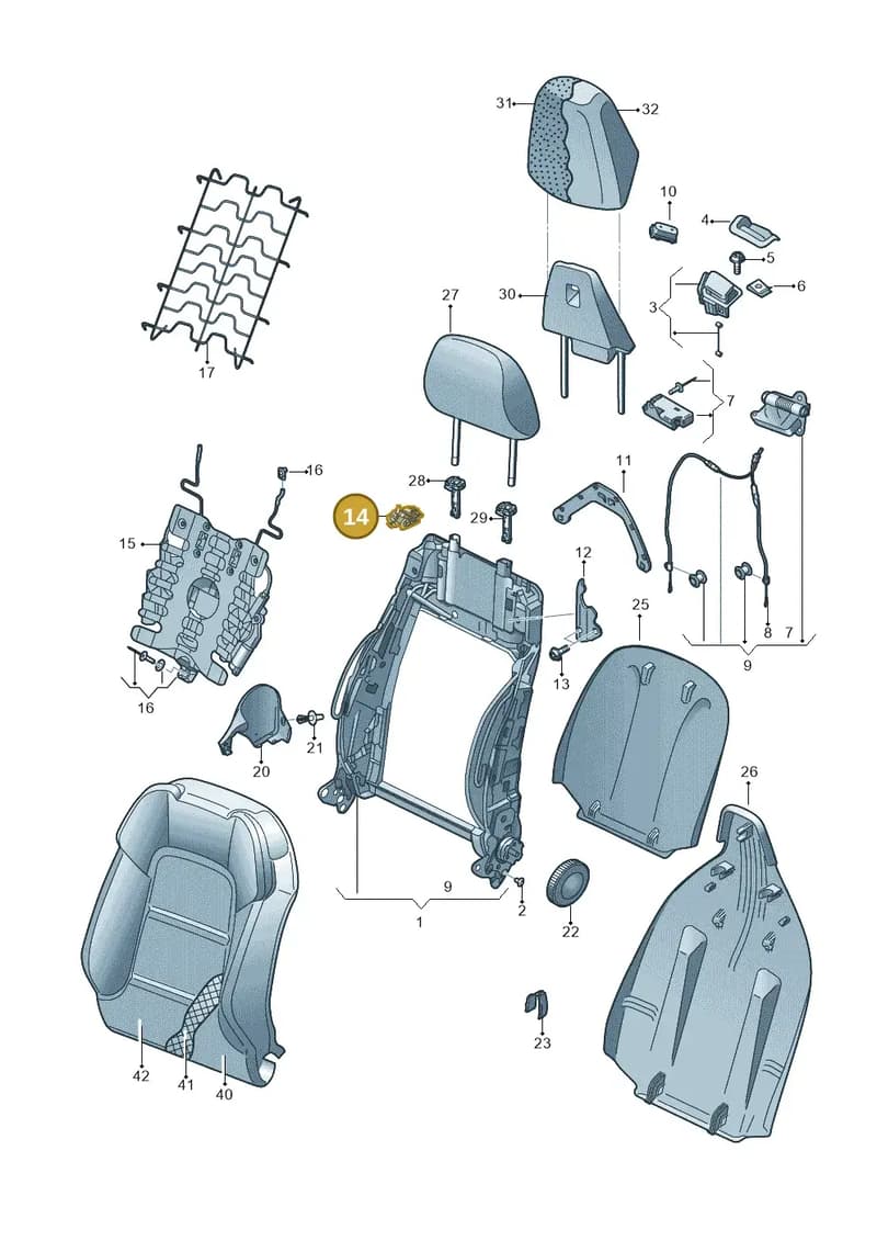 8V0881628 — Audi A3 Cabriolet (2016-2020) diagram 891881500, position 14